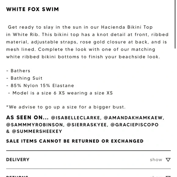 NWT White Fox Boutique Hacienda Bikini Top - Picture 4 of 4